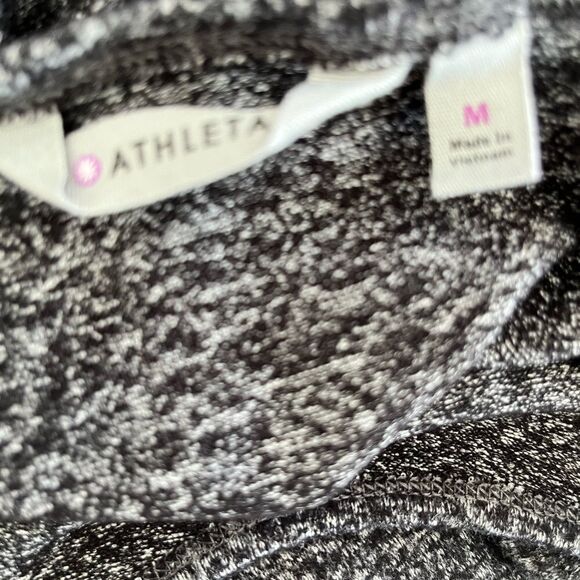 Athleta Solitude Dress, Black/ Gray Long Sleeve Ruched Waist 362808 size M - Picture 8 of 9